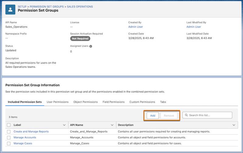Edit Permission Set Groups Inline