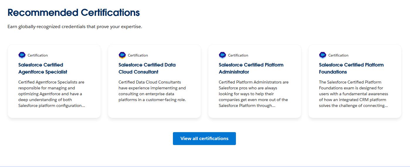 Recommended Certifications