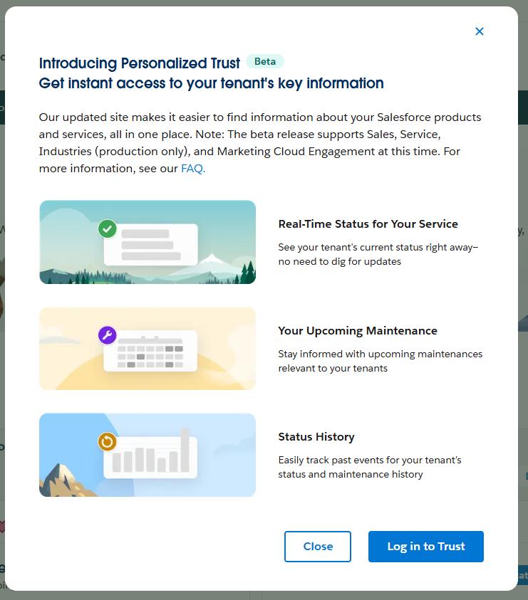 Screenshot of new features list