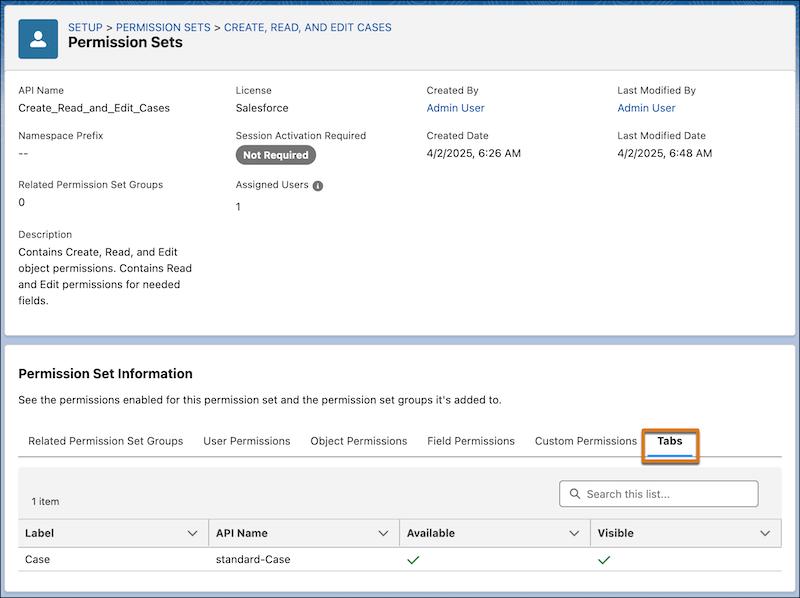 Tab Settings in Summary View